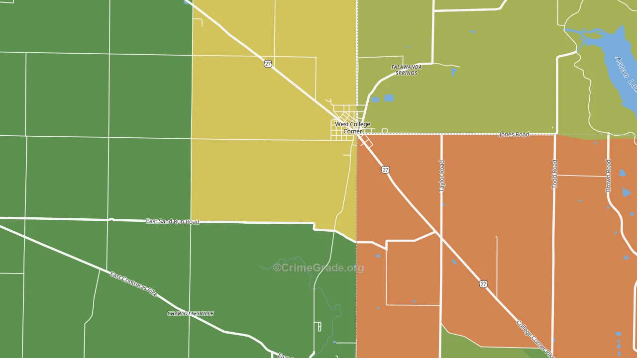 West College Corner, IN Map of Assault Rates