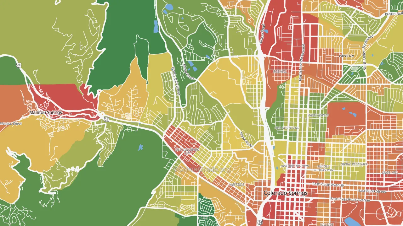 West Colorado Springs, Colorado Springs, CO Map of Assault Rates