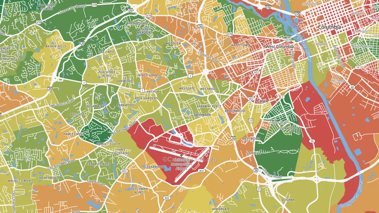 West Columbia, SC Map of Assault Rates