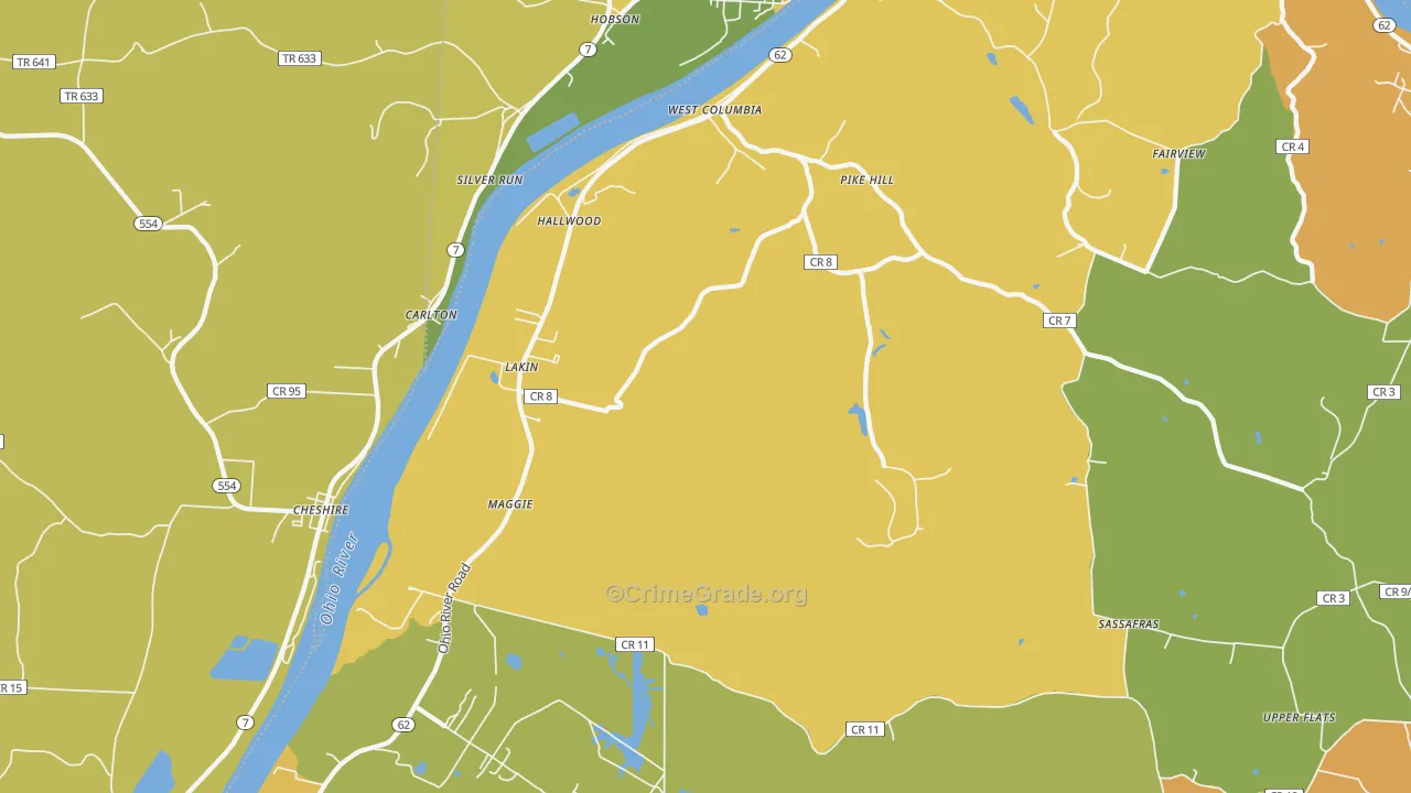 West Columbia, WV Map of Assault Rates