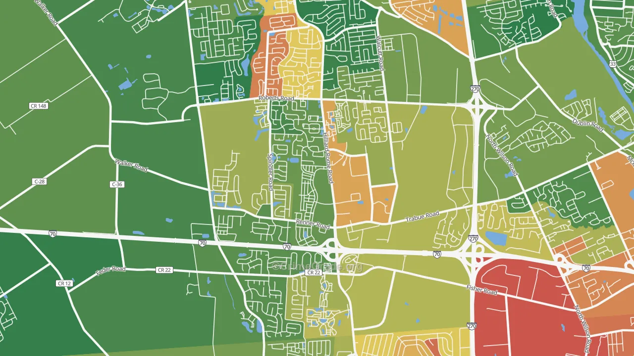 West Columbus Interim, Hilliard, OH Map of Assault Rates