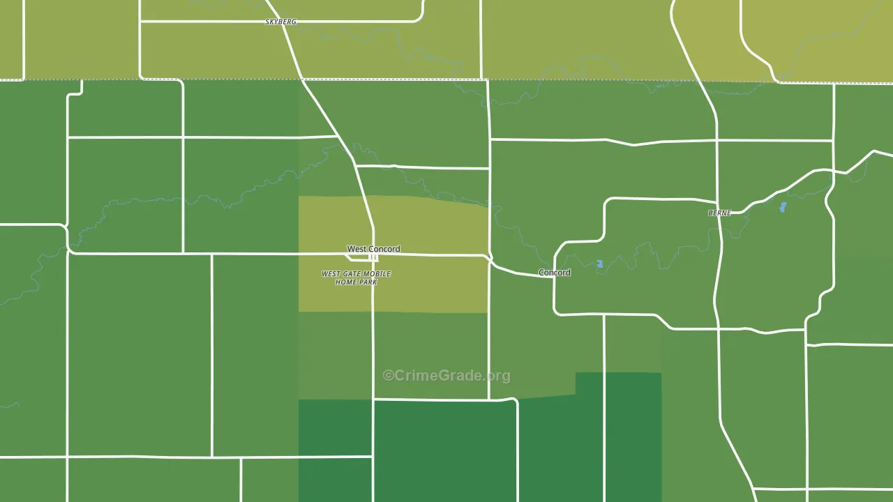 West Concord, MN Map of Assault Rates