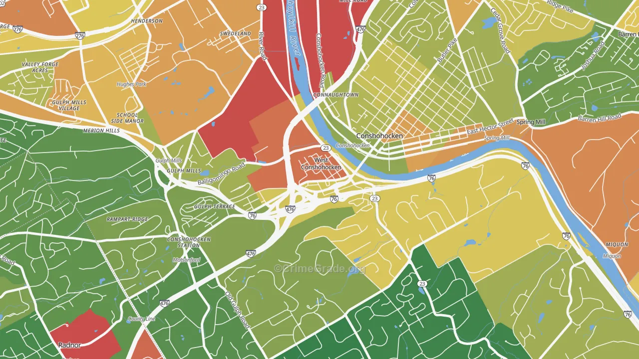 West Conshohocken, PA Map of Assault Rates