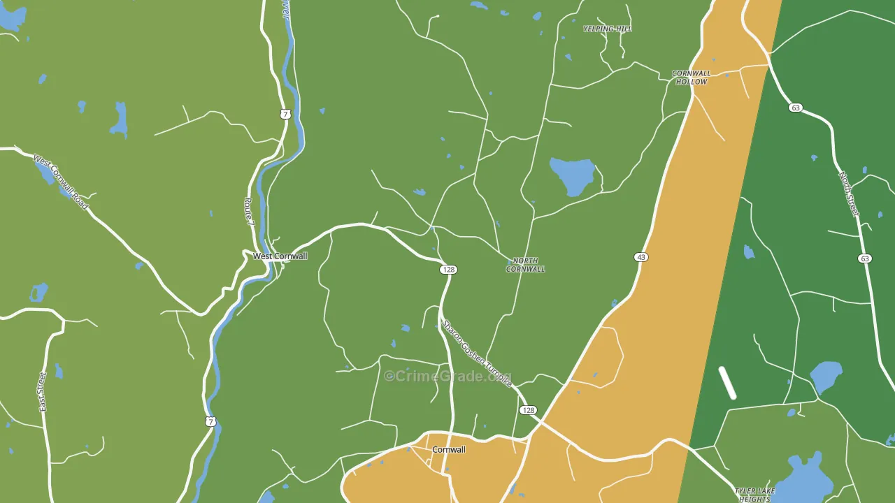 West Cornwall, CT Map of Assault Rates