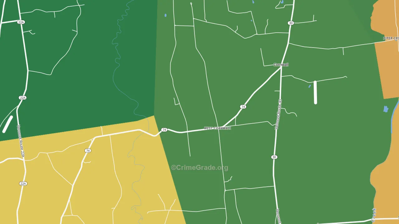 West Cornwall, VT Map of Assault Rates