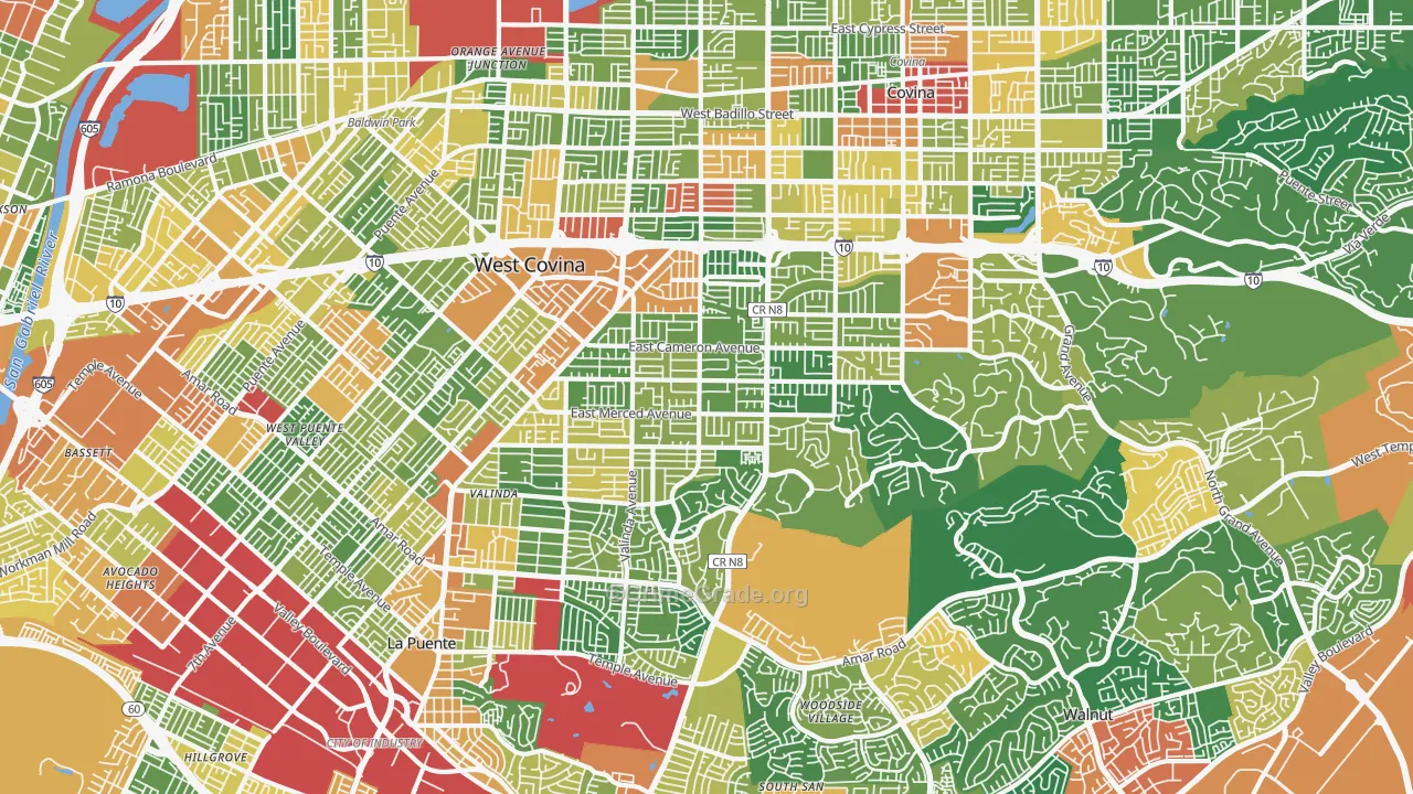 West Covina, CA Map of Assault Rates