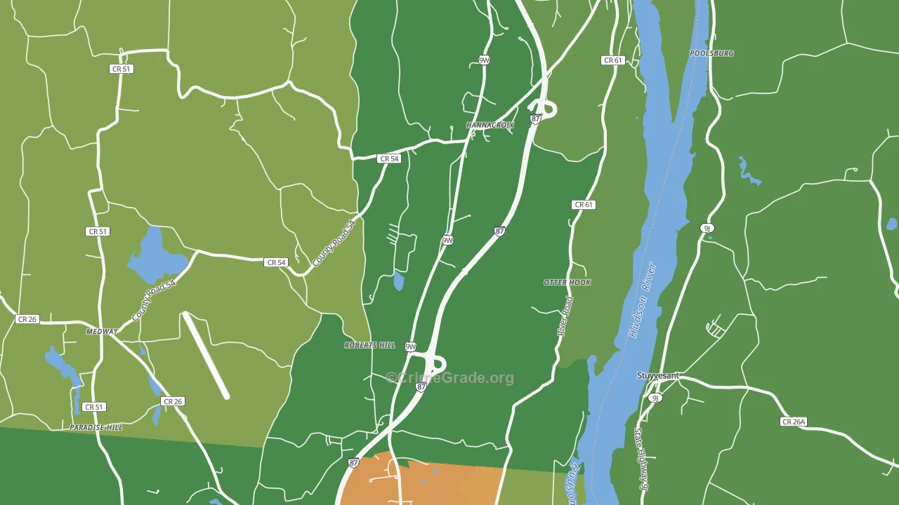 West Coxsackie, NY Map of Assault Rates