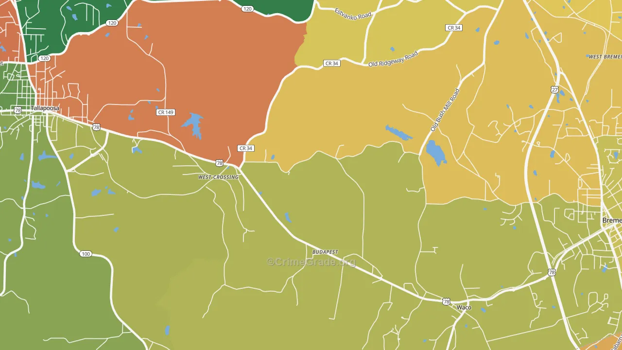 West Crossing, GA Map of Assault Rates