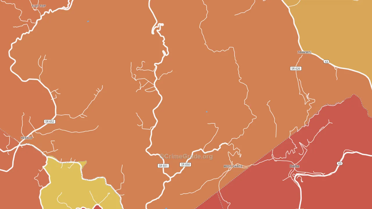 West Dante, VA Map of Assault Rates