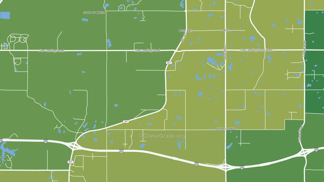 West Days, MS Map of Assault Rates