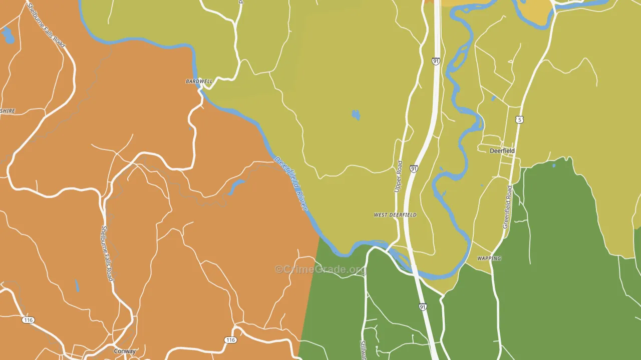 West Deerfield, MA Map of Assault Rates