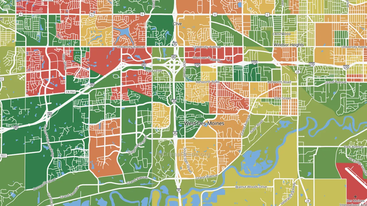 West Des Moines, IA Map of Assault Rates