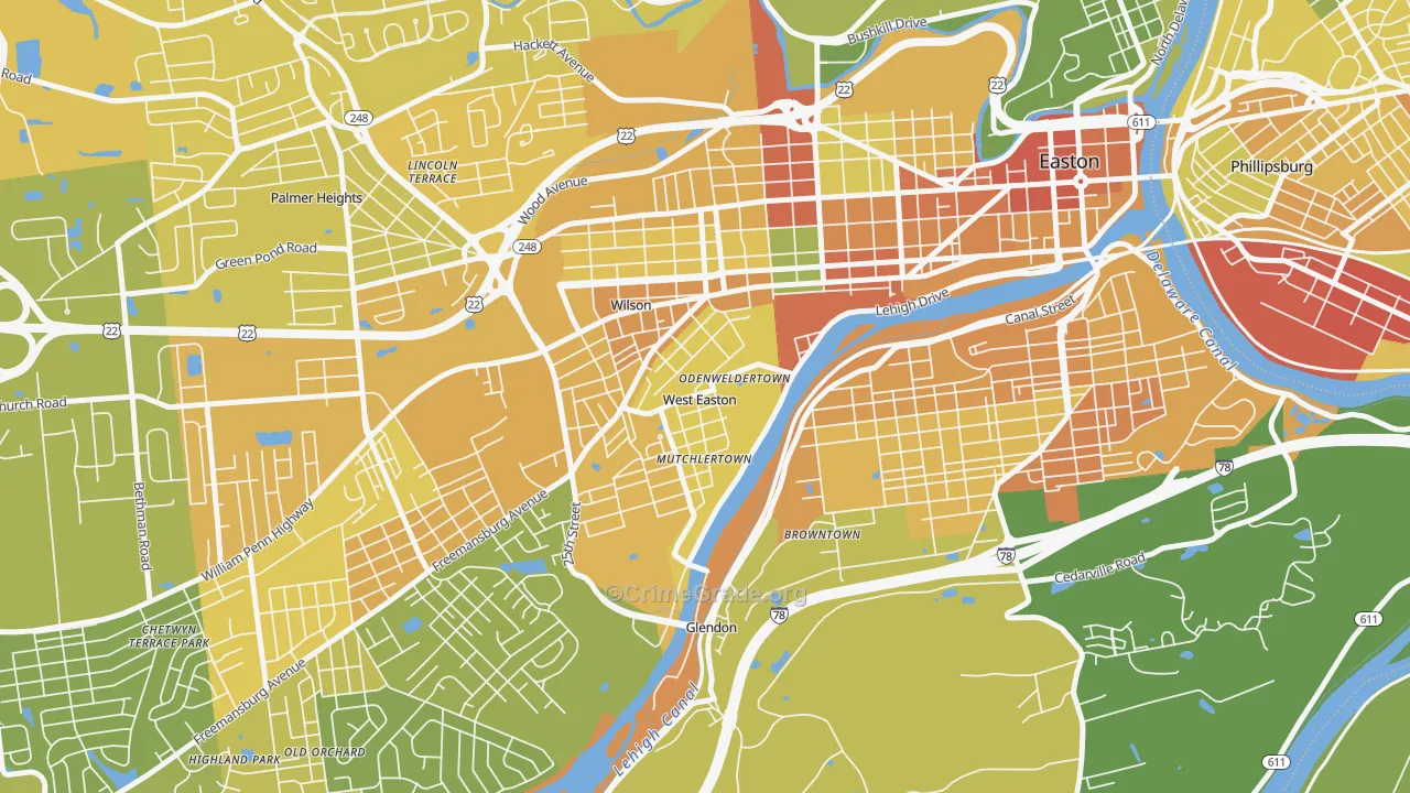 West Easton, PA Map of Assault Rates