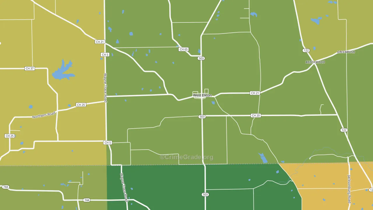 West Elkton, OH Map of Assault Rates