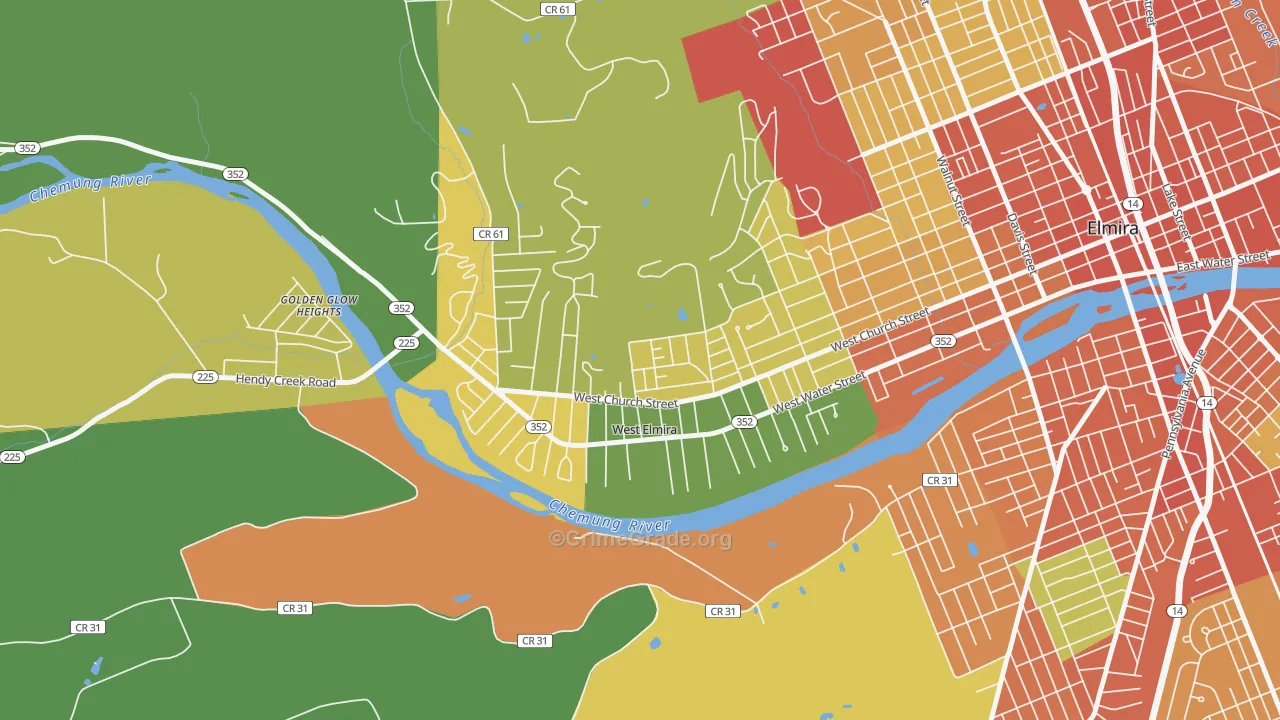 West Elmira, NY Map of Assault Rates