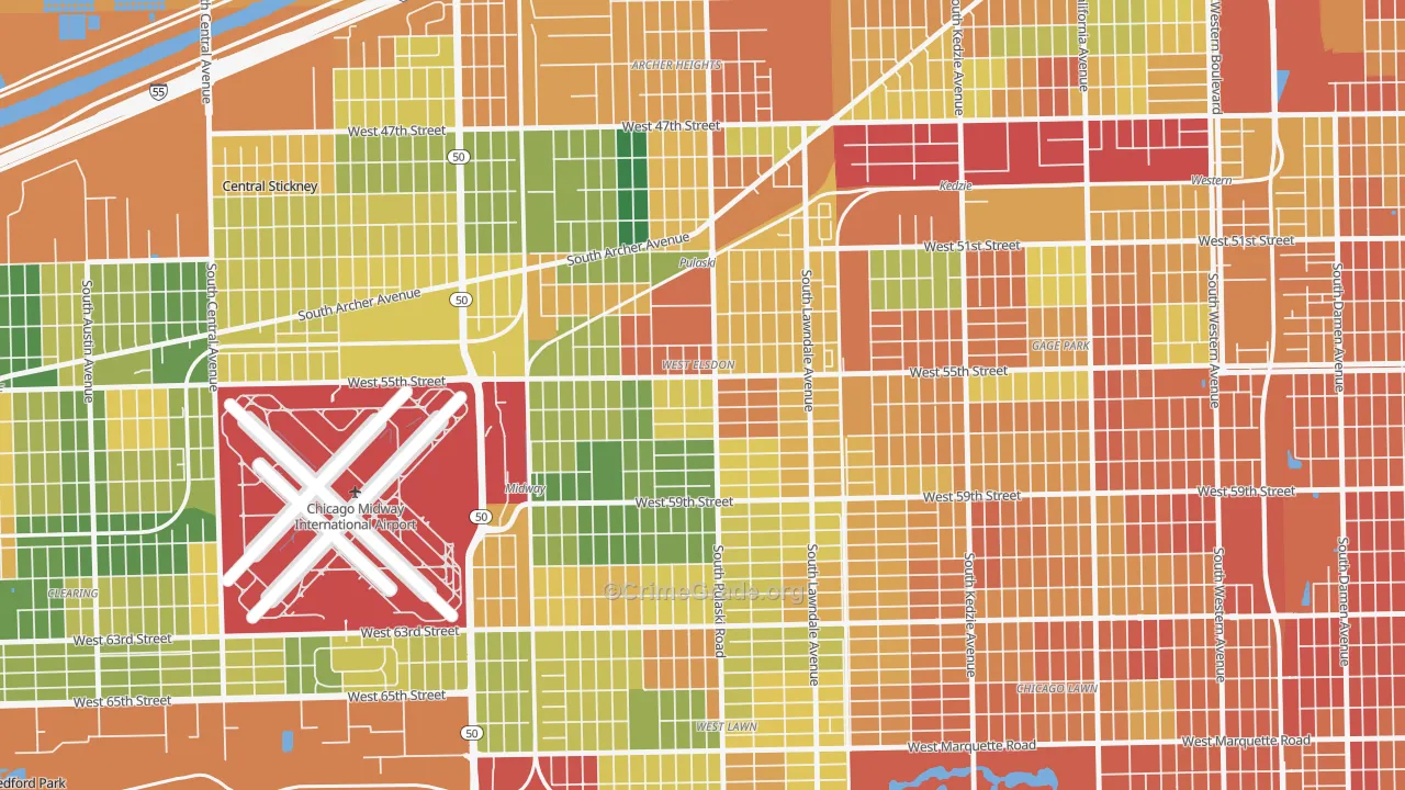 West Elsdon, Chicago, IL Map of Assault Rates