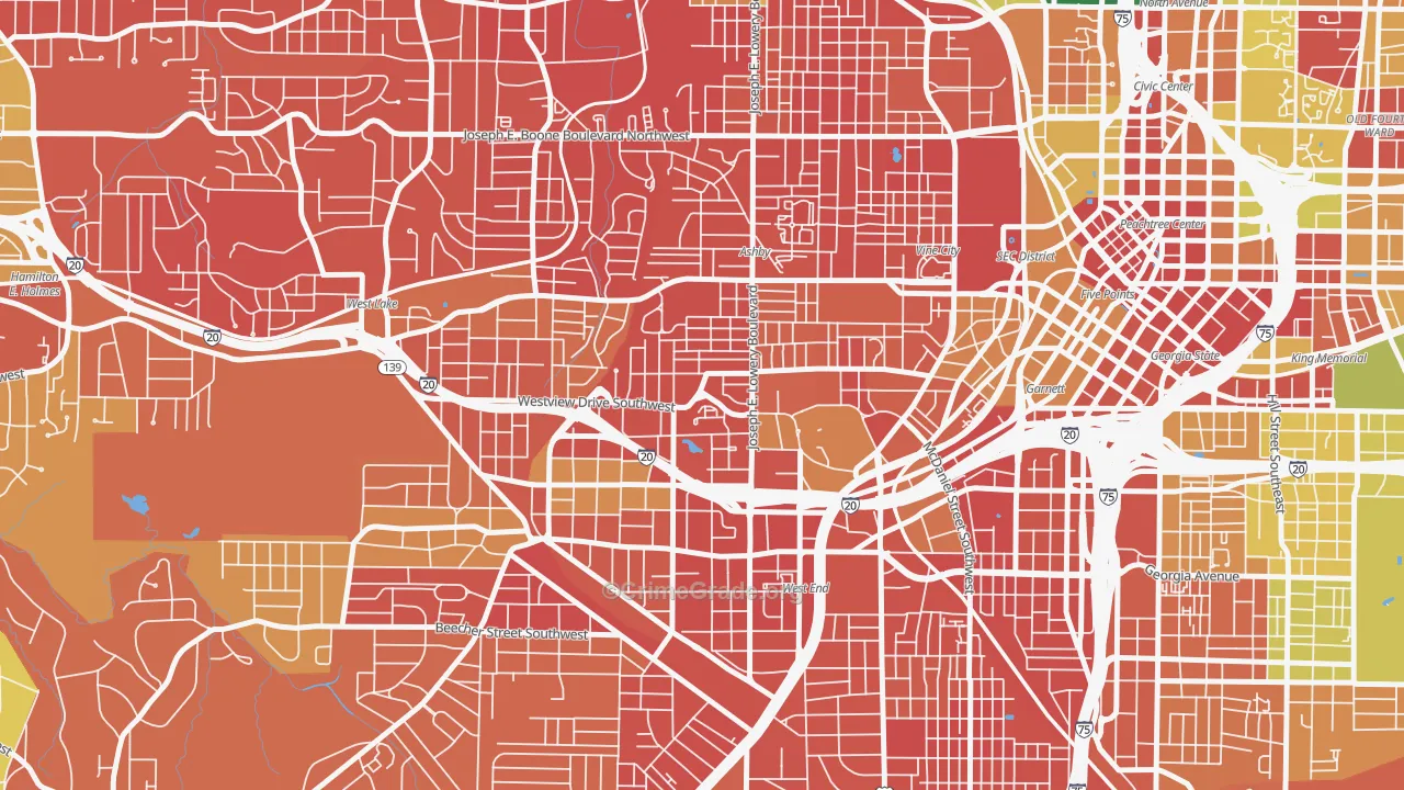 West End, Atlanta, GA Map of Assault Rates