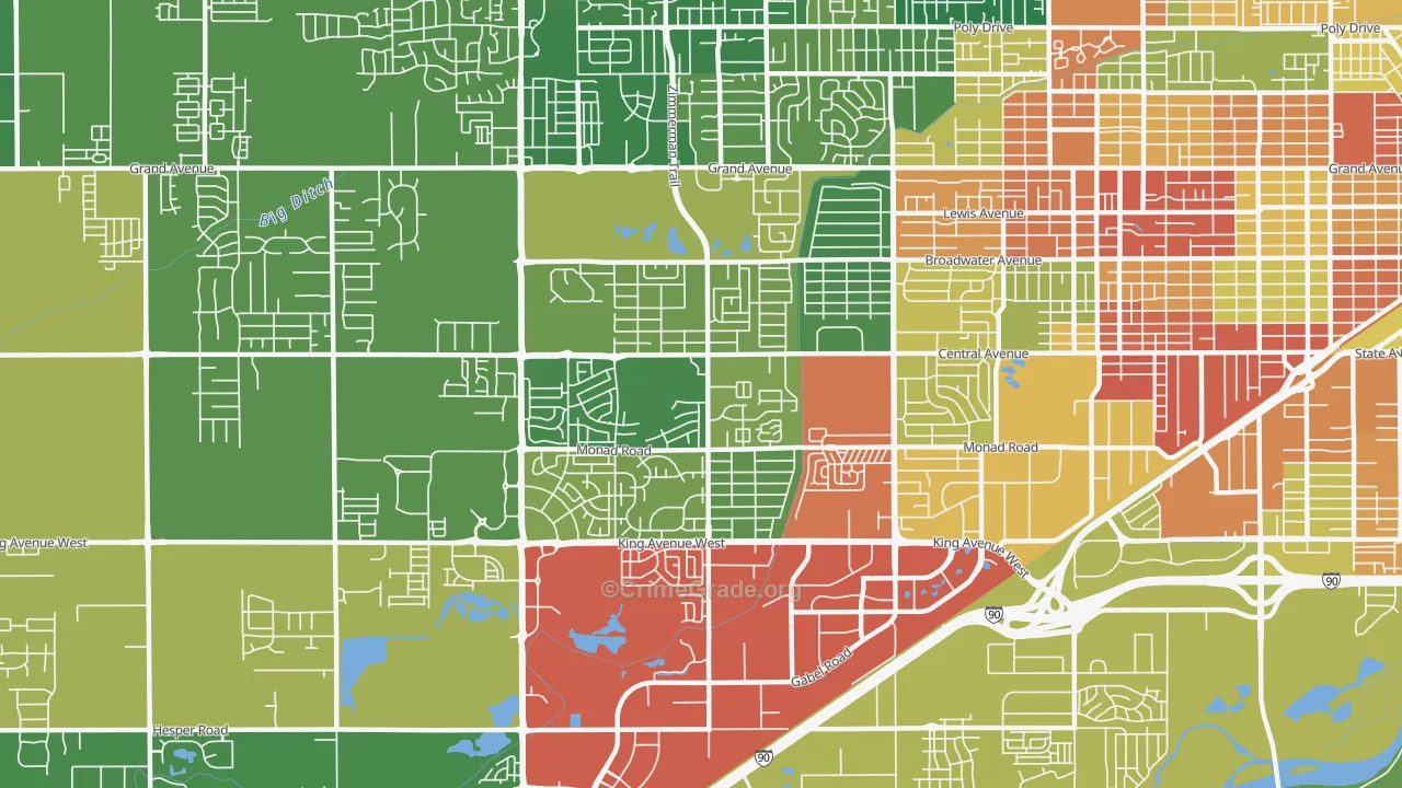 West End, Billings, MT Map of Assault Rates