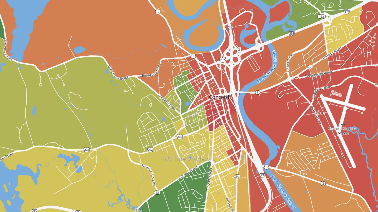 West End, Concord, NH Map of Assault Rates