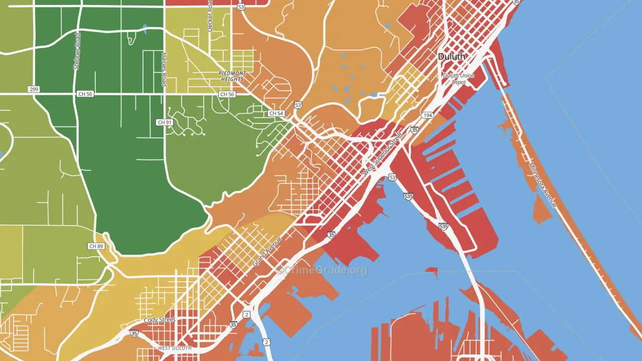 West End, Duluth, MN Map of Assault Rates