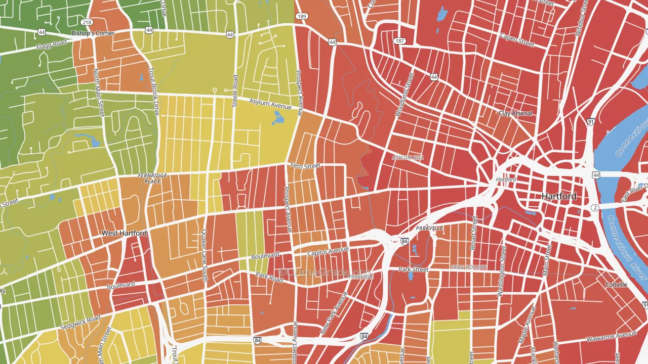 West End, Hartford, CT Map of Assault Rates