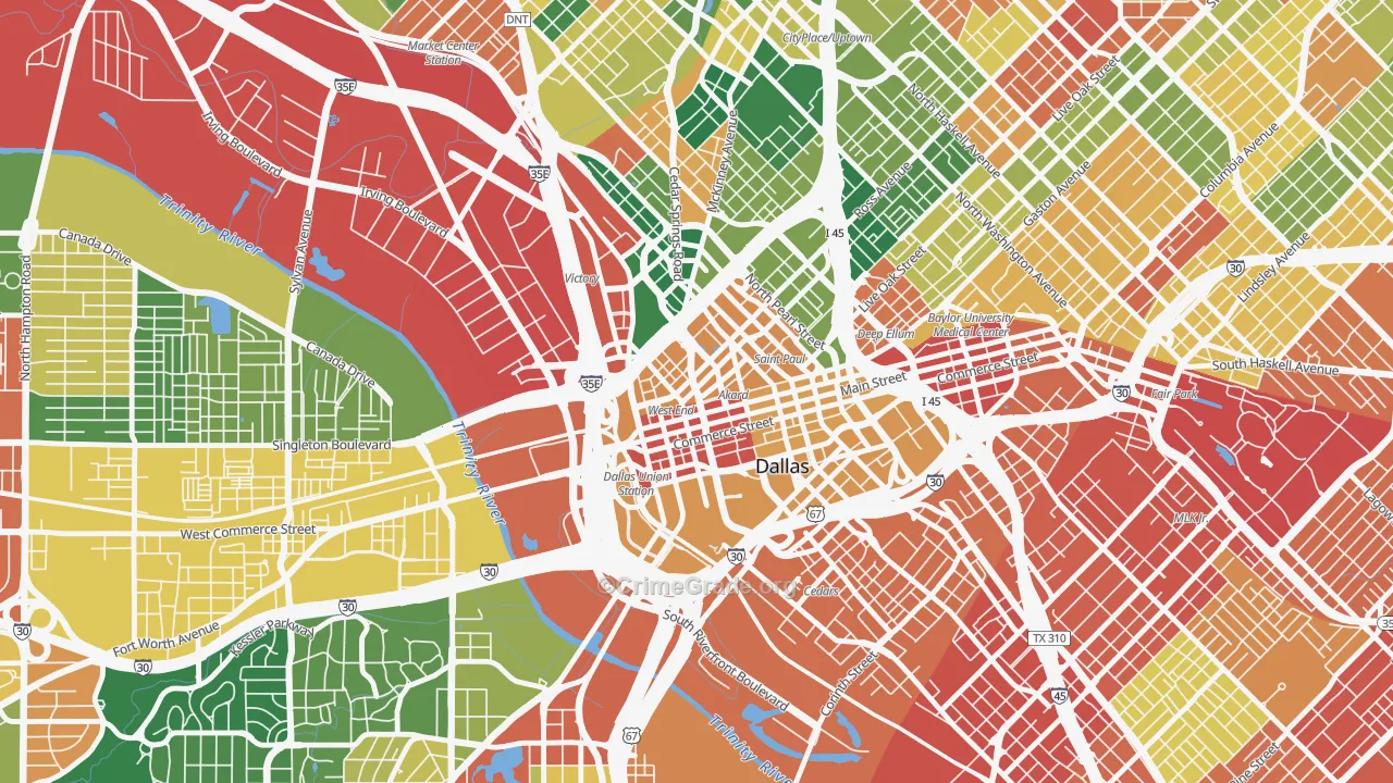 West End Historic District, Dallas, TX Map of Assault Rates