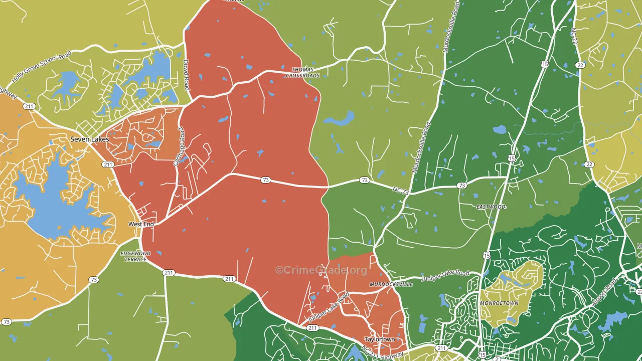 West End, NC Map of Assault Rates