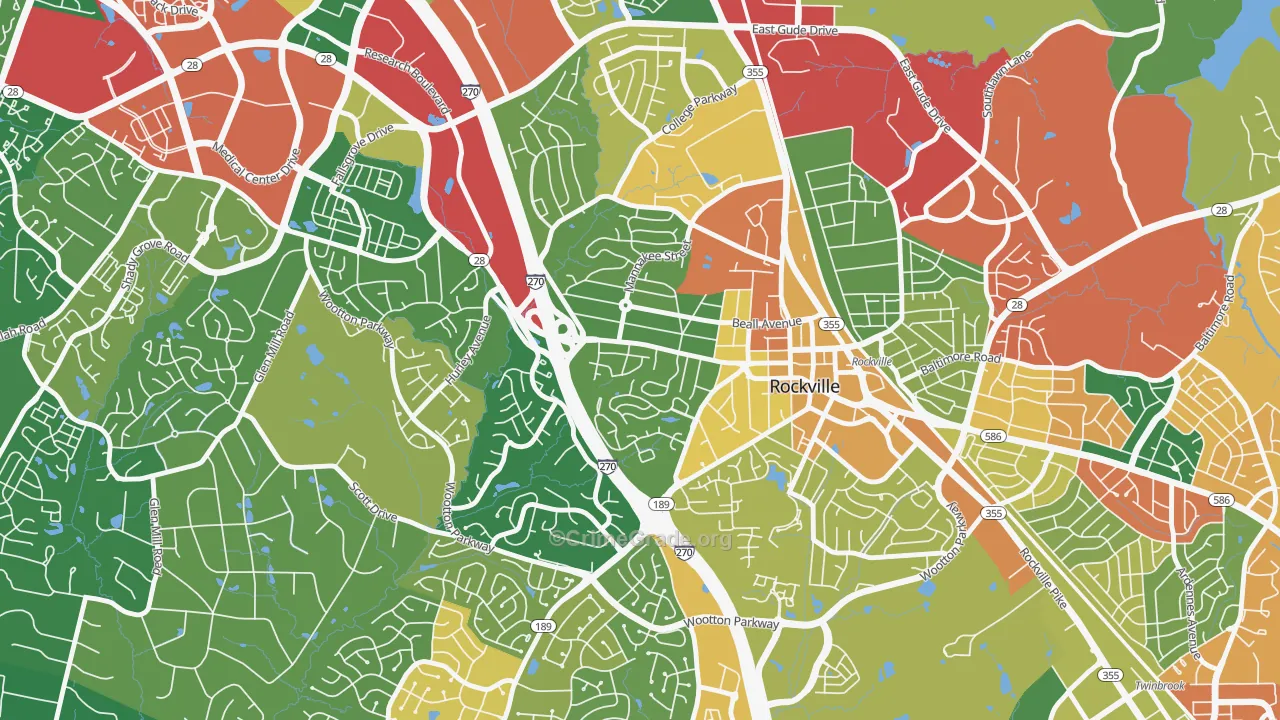 West End Park, Rockville, MD Map of Assault Rates
