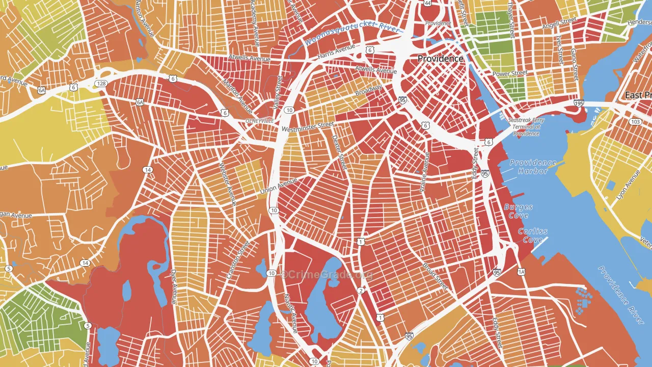 West End, Providence, RI Map of Assault Rates