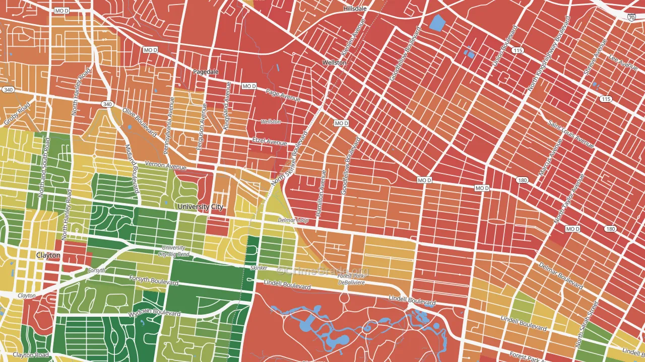West End, St. Louis, MO Map of Assault Rates