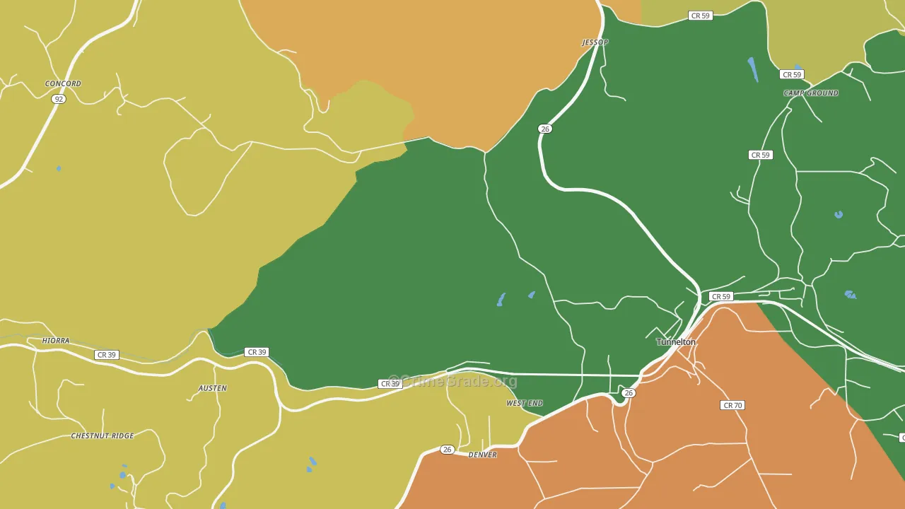 West End, WV Map of Assault Rates