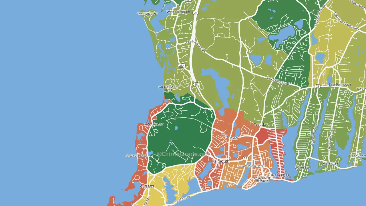 West Falmouth, MA Map of Assault Rates