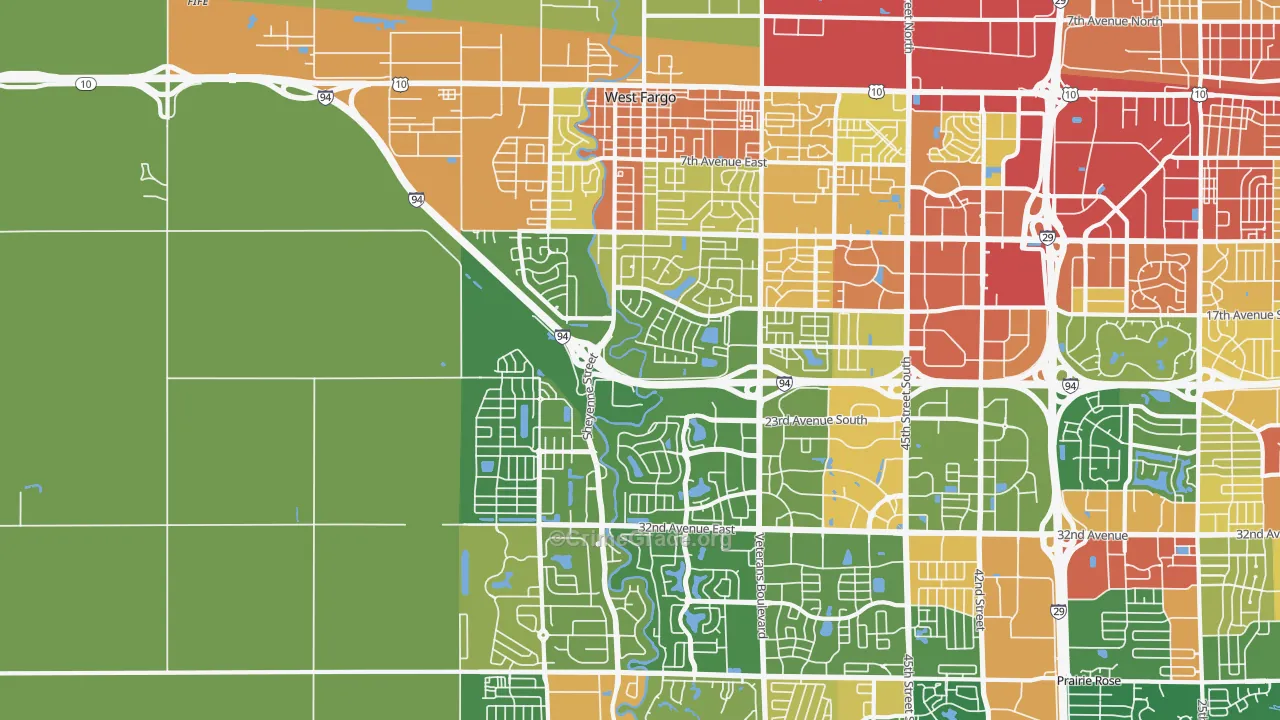 West Fargo, ND Map of Assault Rates