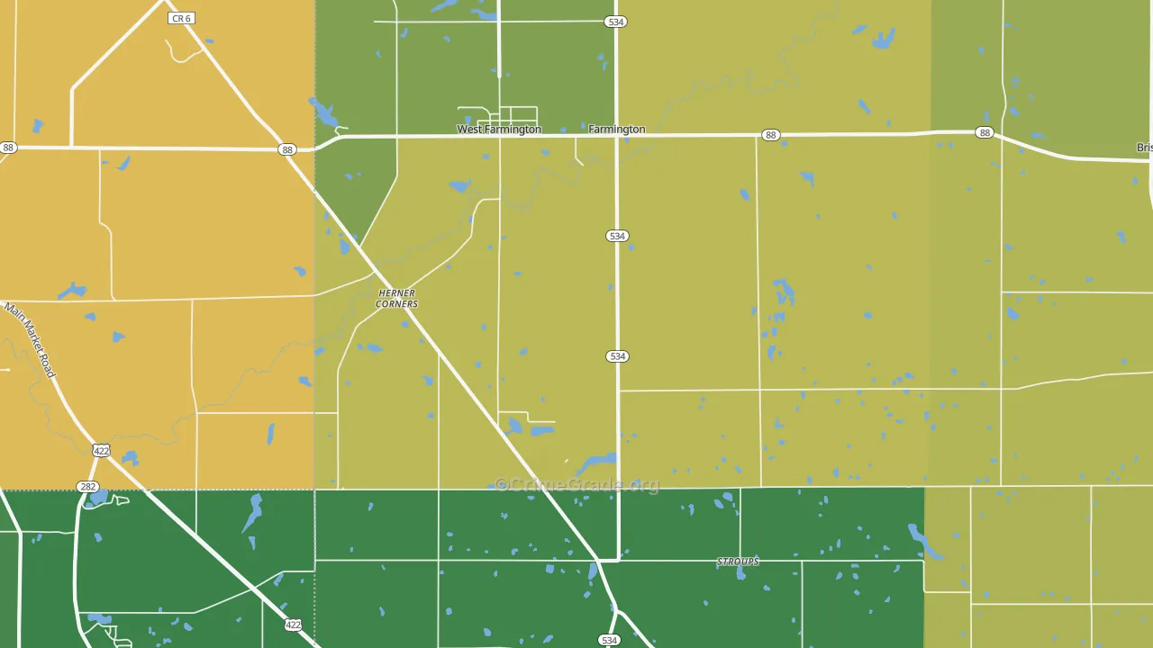 West Farmington, OH Map of Assault Rates