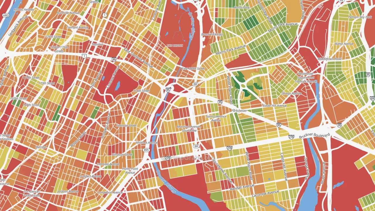 West Farms, Bronx, NY Map of Assault Rates
