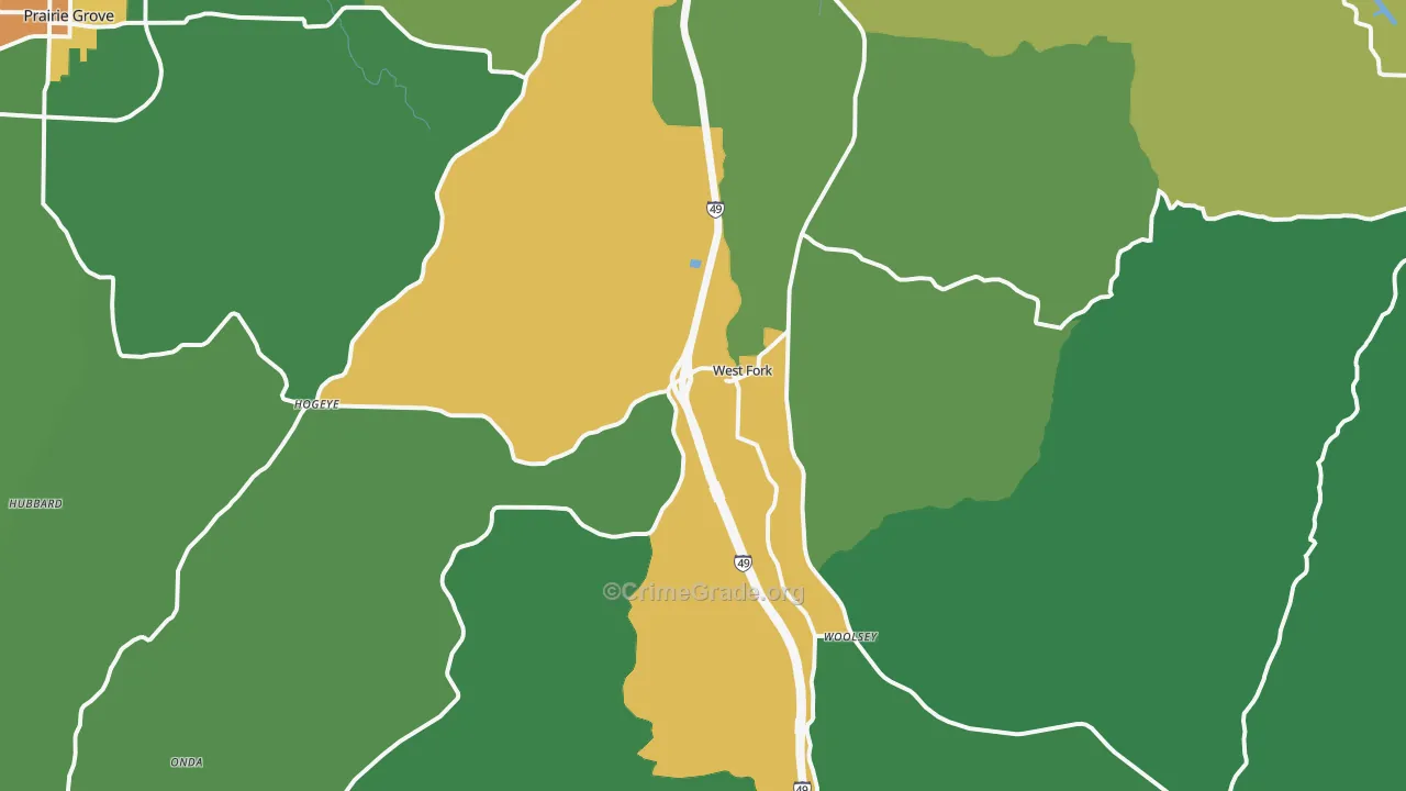 West Fork, AR Map of Assault Rates