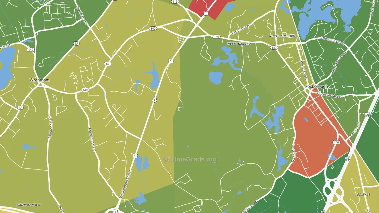 West Foxboro, MA Map of Assault Rates