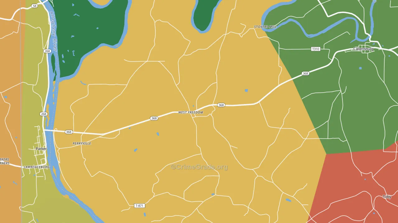 West Freedom, PA Map of Assault Rates