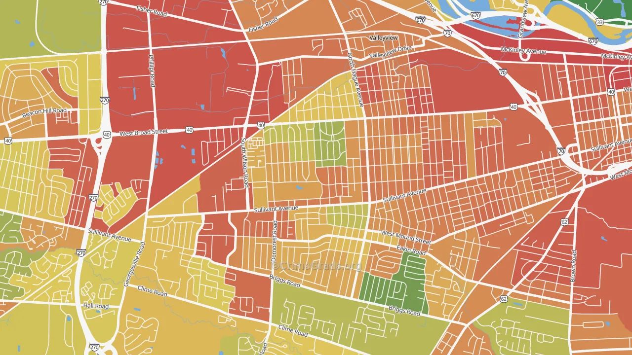 West Gate, Columbus, OH Map of Assault Rates