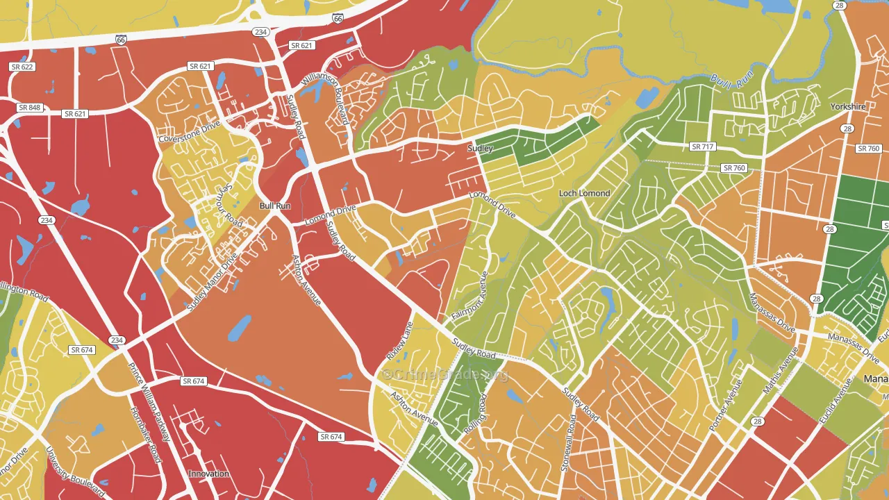 West Gate, Sudley, VA Map of Assault Rates