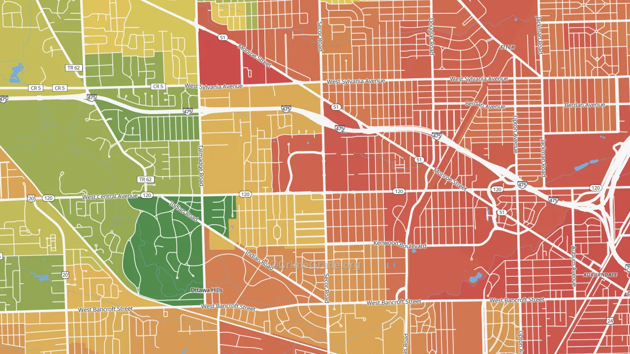 West Gate, Toledo, OH Map of Assault Rates