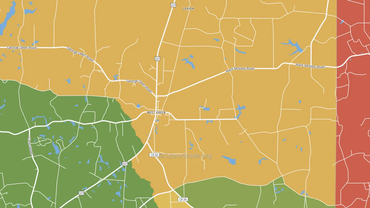 West Green, GA Map of Assault Rates