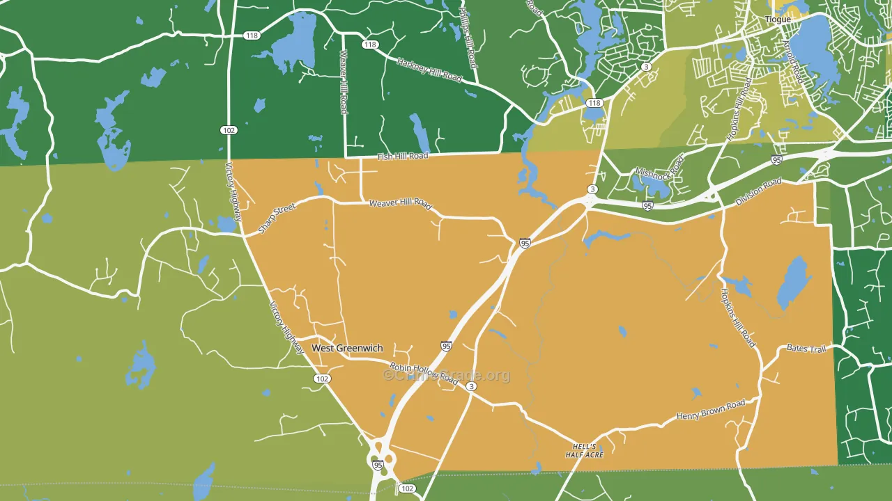 West Greenwich, RI Map of Assault Rates