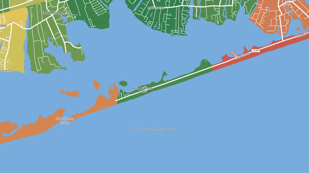 West Hampton Dunes, NY Map of Assault Rates