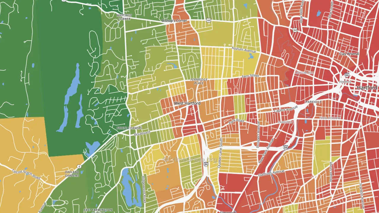 West Hartford, CT Map of Assault Rates