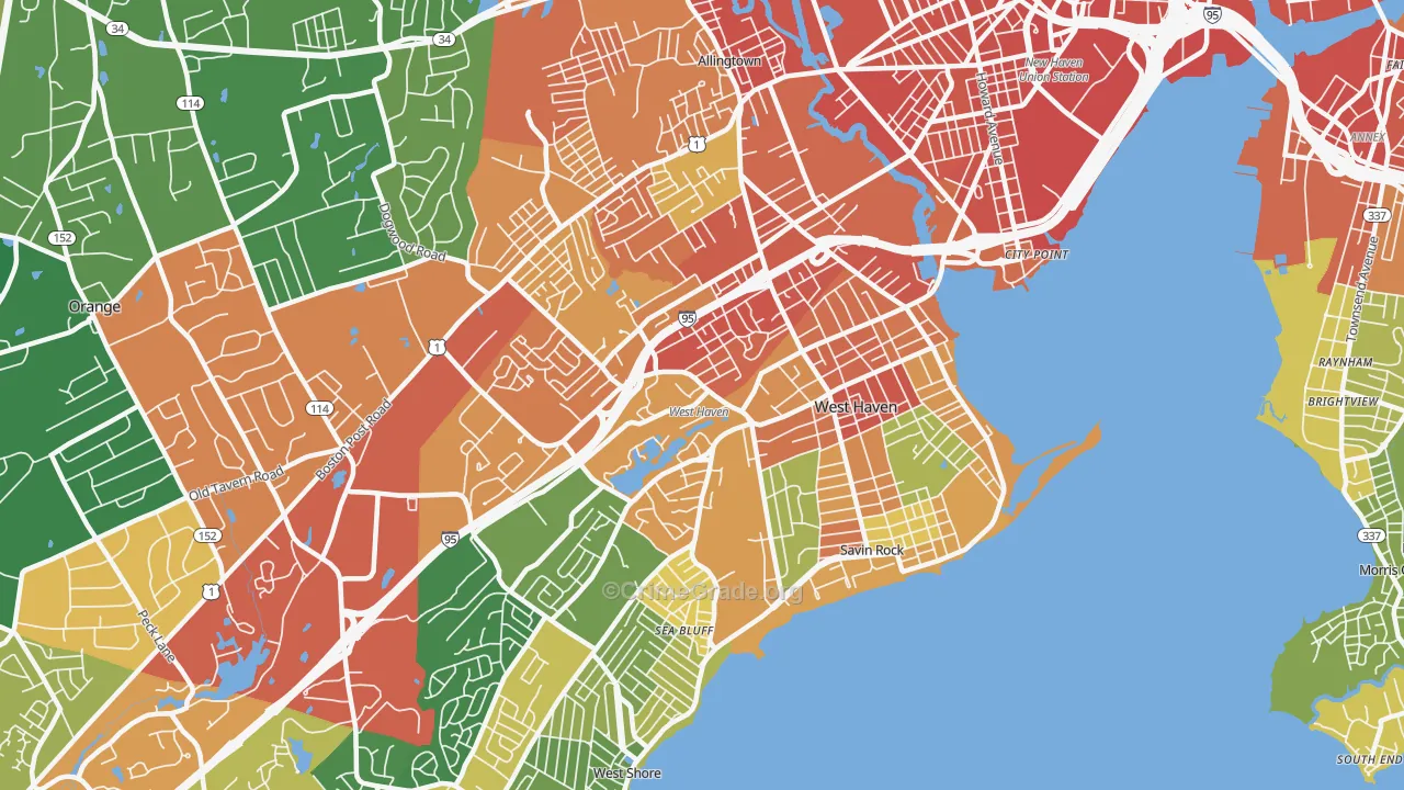West Haven, CT Map of Assault Rates