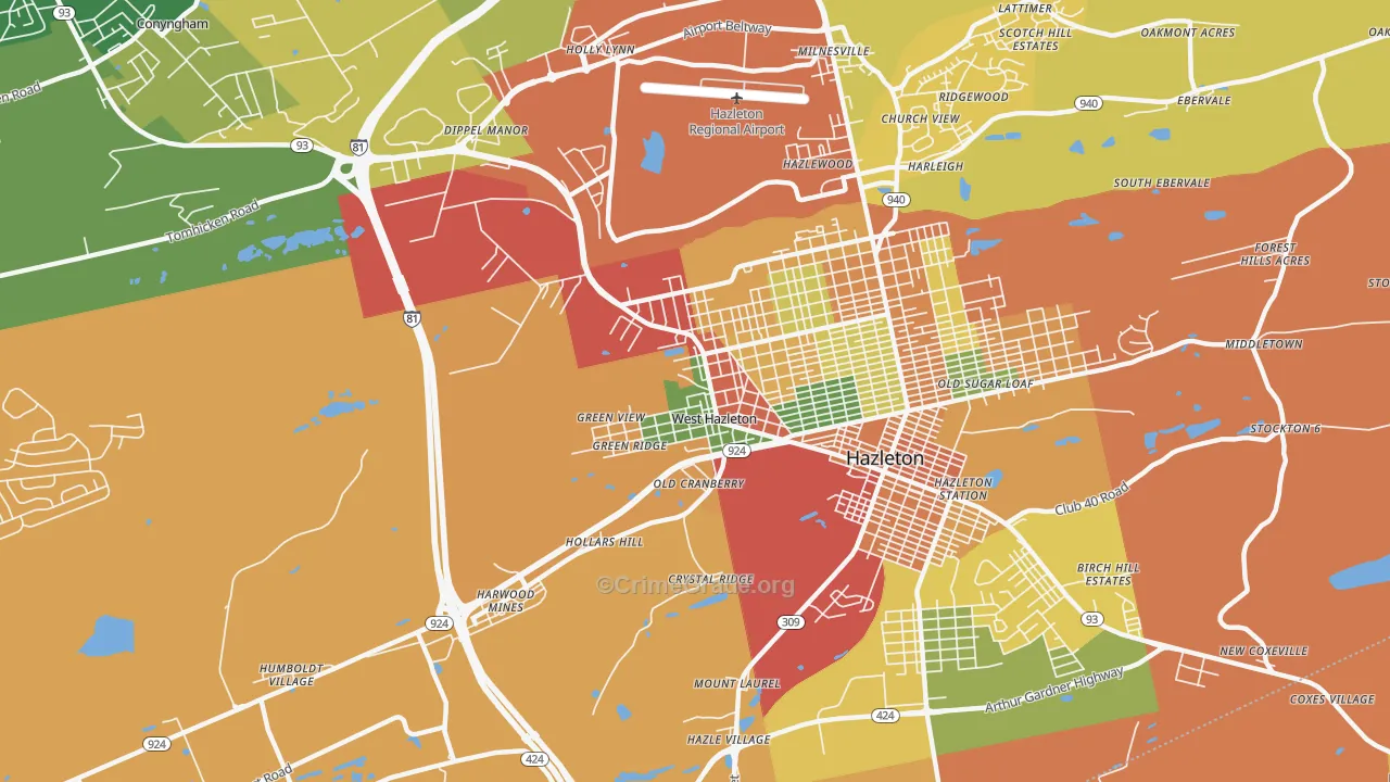 West Hazleton, PA Map of Assault Rates