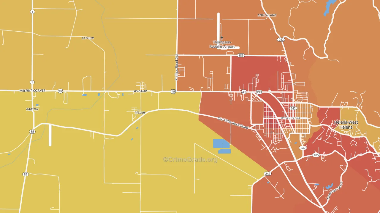 West Helena, AR Map of Assault Rates