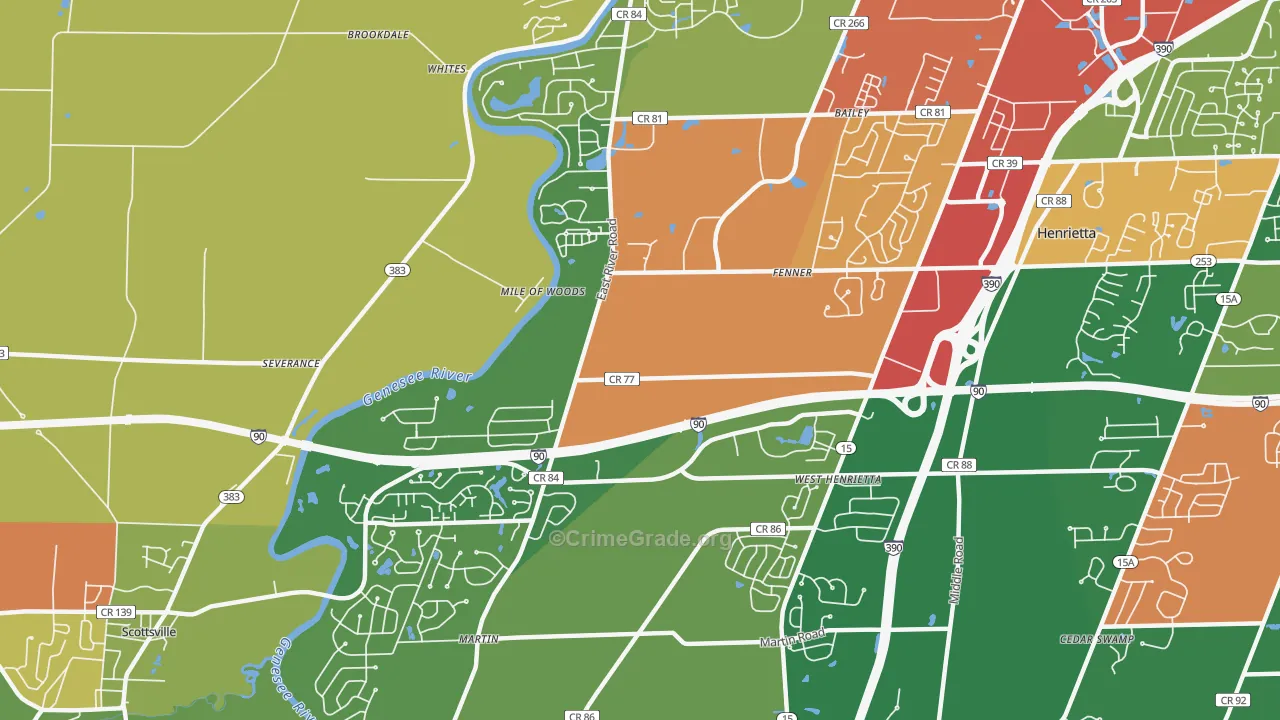 West Henrietta, NY Map of Assault Rates