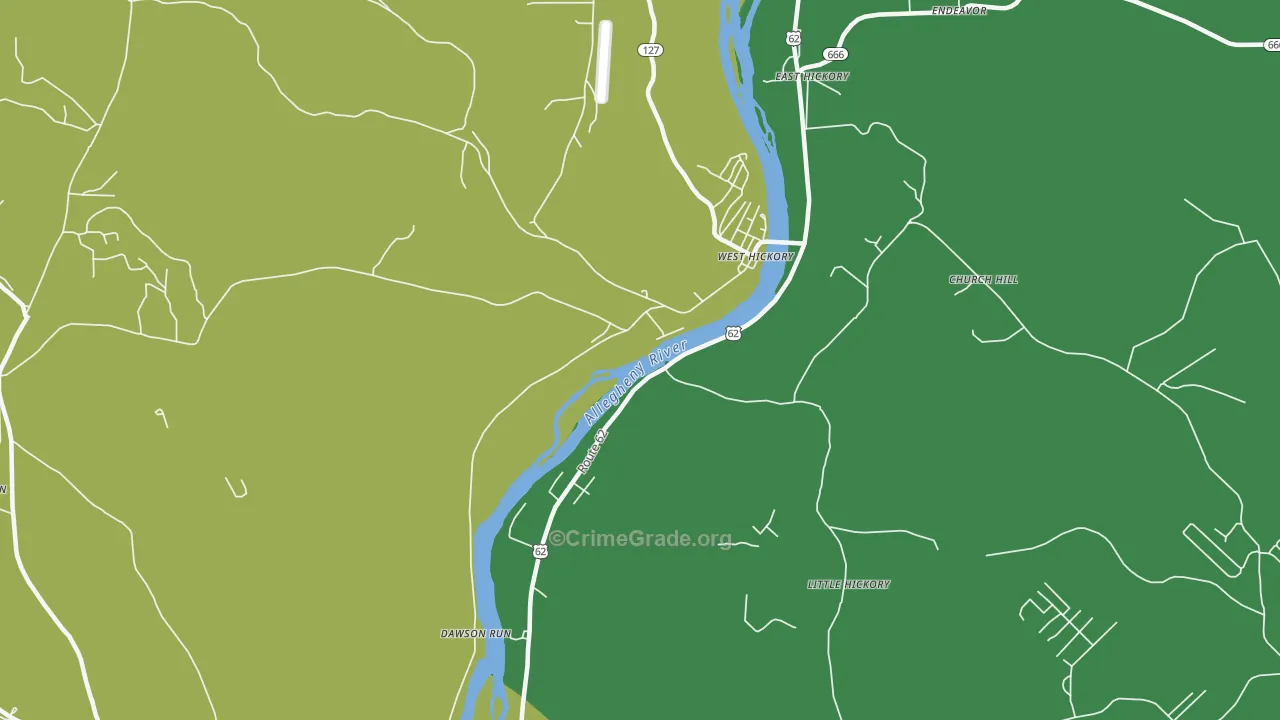 West Hickory, PA Map of Assault Rates